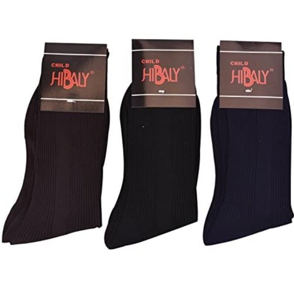 Hibaly Boy's Solid Color Ribbed Crew Dress Socks - Picture 1 of 1